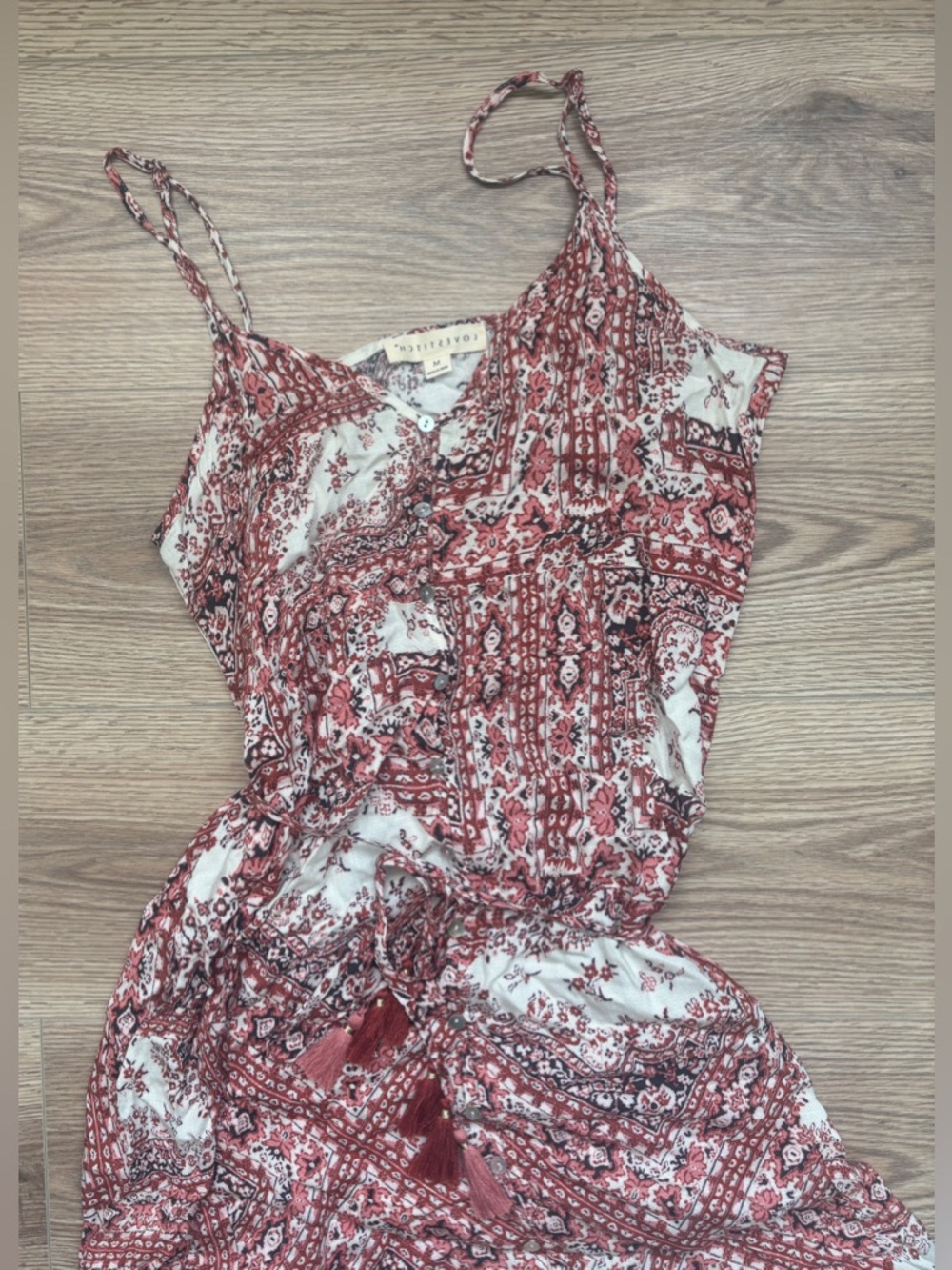 Lovestitch Red and Cream Floral High-Low Sundress - Picture 4 of 4